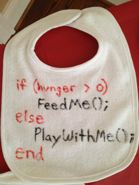 Went to an engineers baby shower this weekend and they had a bib-decorating station I thought this was appropriate