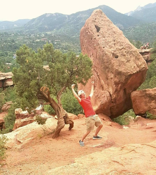 Went to Colorado to visit some family discovered a happy ass tree among the Garden of the Gods