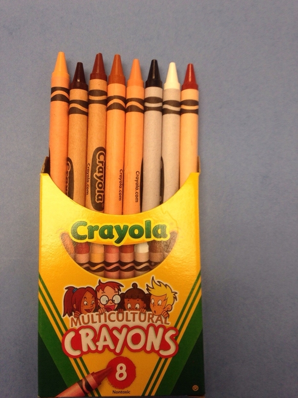 Went to give a kid at work a coloring sheet and crayons when I noticed these Multicultural Crayons