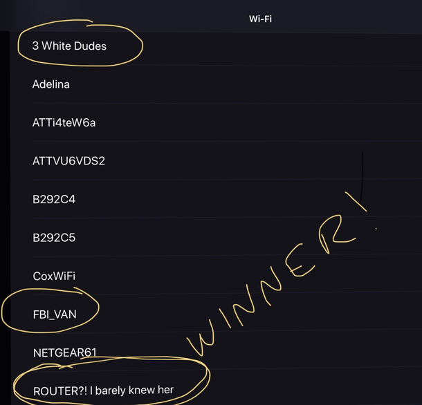 Were bored with Netflix and are instead judging neighbors WiFi names for entertainment