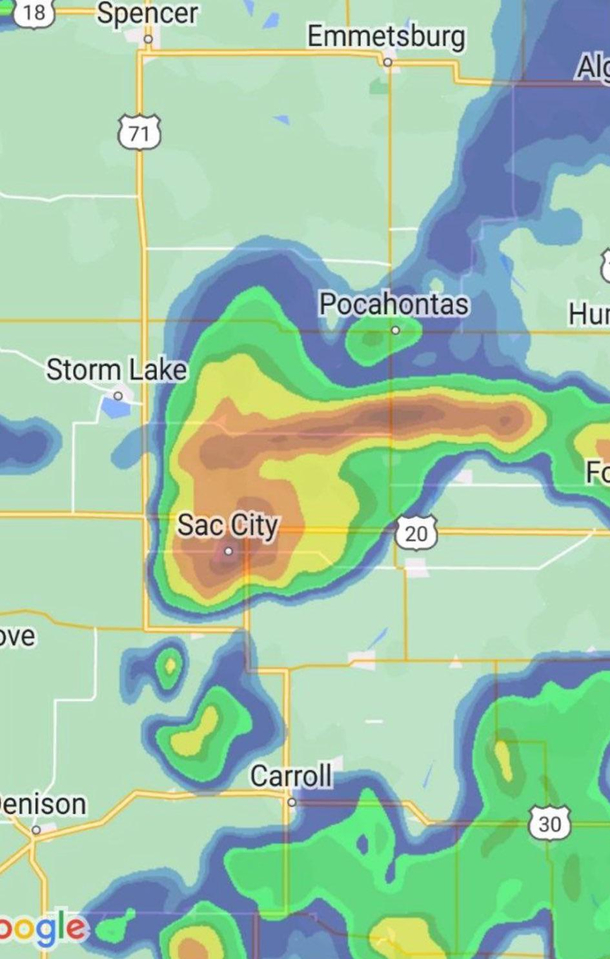 Were getting storms in Iowa right now