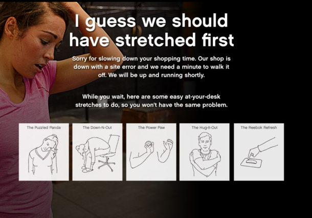 What apparently happens when theres down time on the Canadian Reebok website