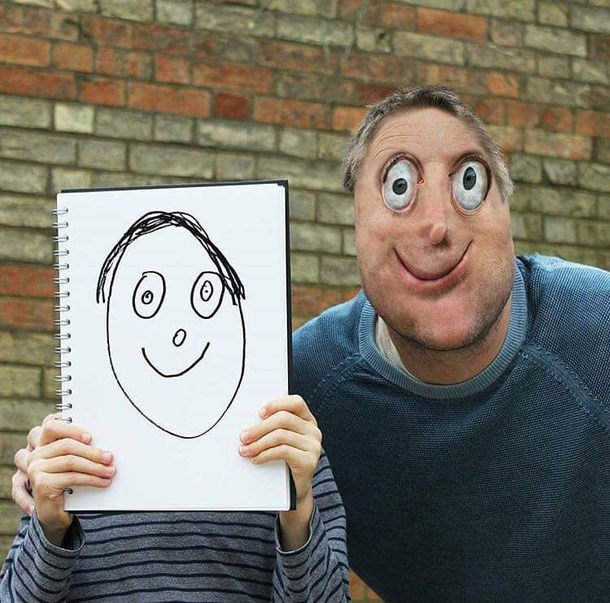 What if your kid drawing your face and if become an actual one haha