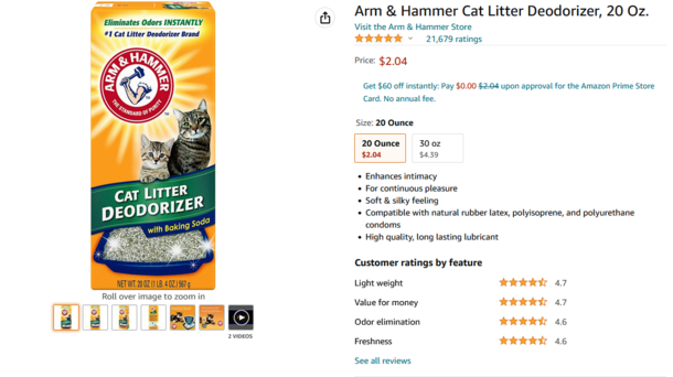 What in Gods name does Amazon think Im planning to do with this cat litter deodorizer