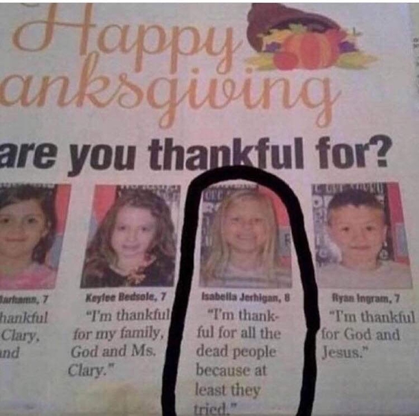 What this little girl is thankful for