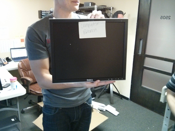 What we got when we asked one of our employees to send back their broken computer