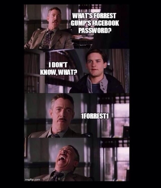 Whats Forest Gumps Facebook password