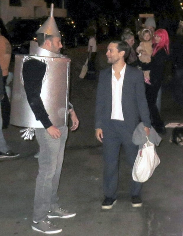 When Batman recognizes Spiderman in the streets and gives him the stink eye