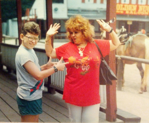 When I was twelve my grandmother took me to Wild West City Im supposed to be sticking her up but it looks more like Im pointing to her boobs
