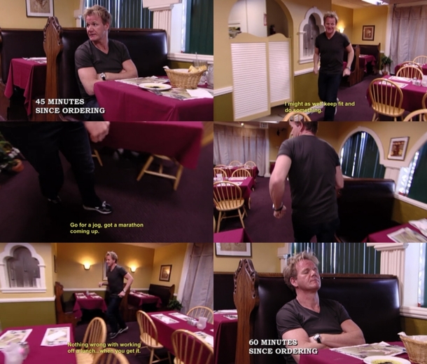 When it took so long for Gordon to receive his meal that he jogged and took a nap
