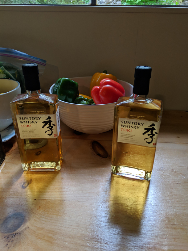 When my good friend and I get together we like to exchange bottles of interesting whisky or bourbon etc Today we gave each other the same Suntori Whisky