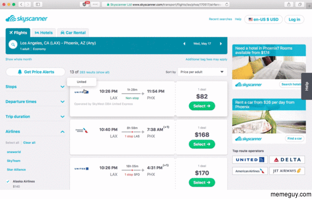 When United is the cheapest option available