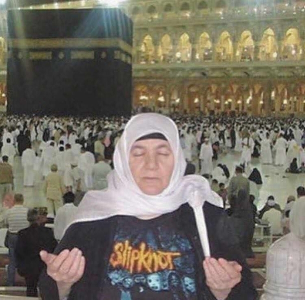 When you are trying to perform hajj but Slipknot is life