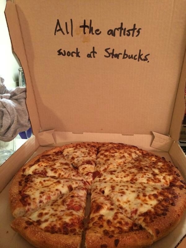 When you ask for a drawing on your pizza box