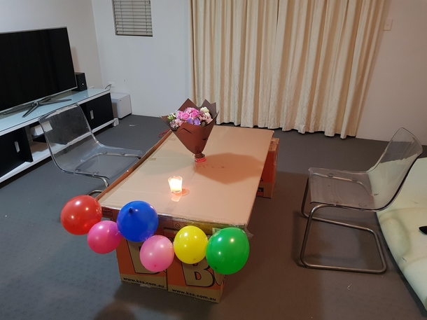 When you have just moved house and its your girlfriends birthday