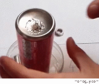 When you rub gallium on to one part of an aluminium can and then leave it alone for a few days the whole can turns kinda mushy