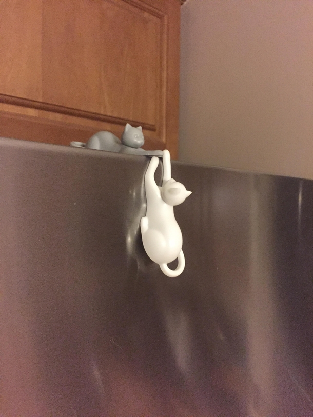 When your husband cleans the kitchen and rearranges the fridge magnets