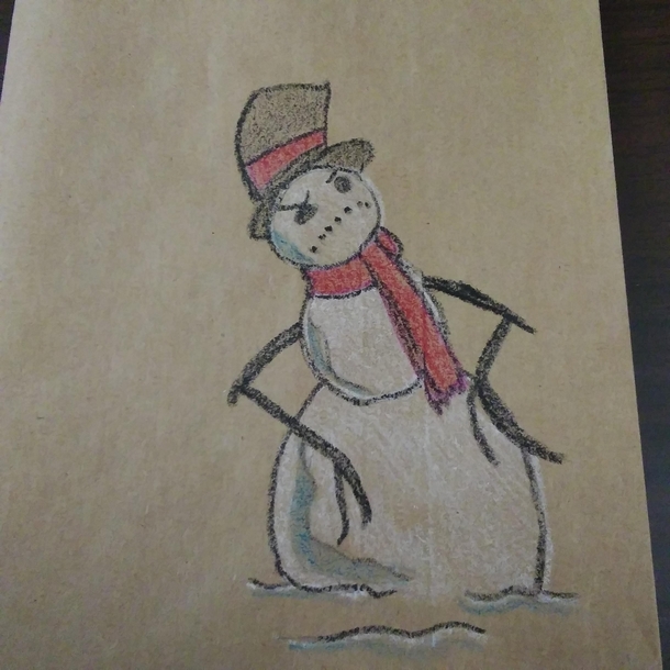 When your son has to decorate a bag for Christmas