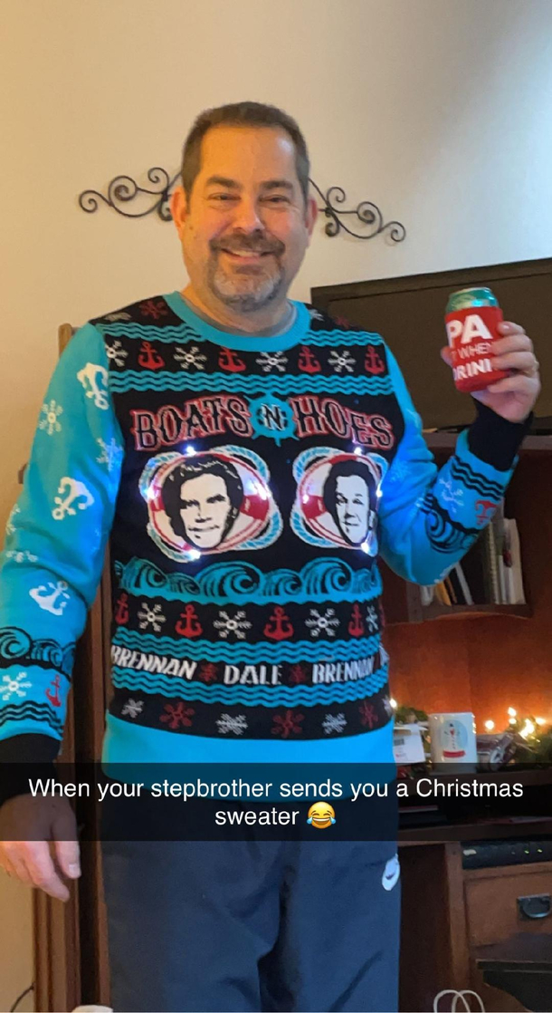 When your stepbrother sends you a Christmas sweater