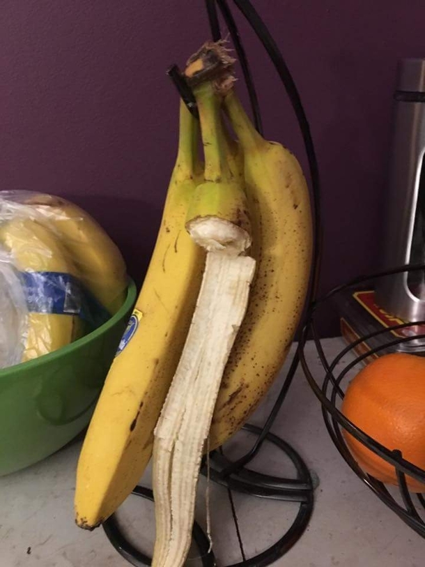 When your  yr old cant quite figure out how to remove the banana from the bunch but will not be denied