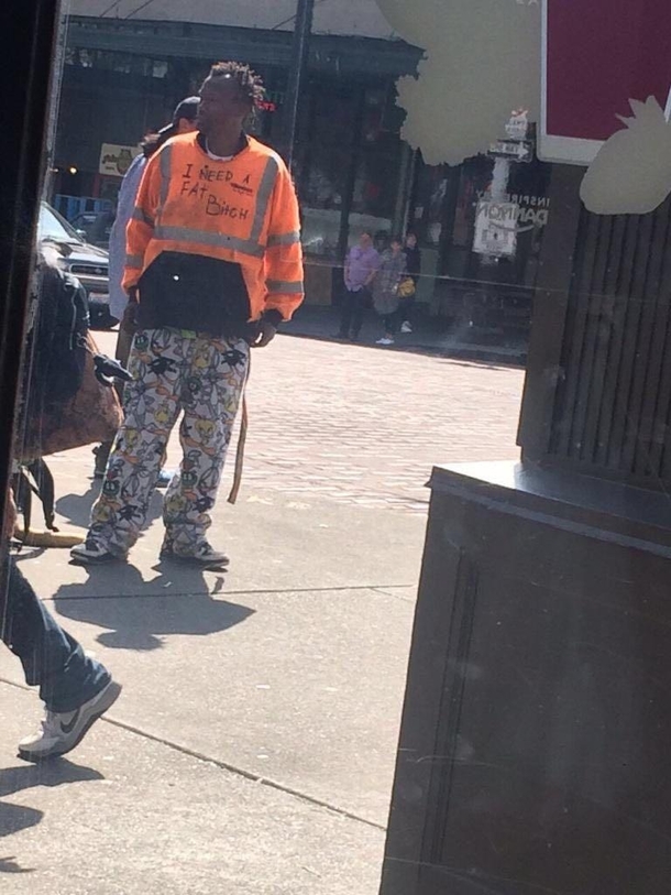 While in Seattle I spotted a homeless dude right outside Starbucks demanding something other than money