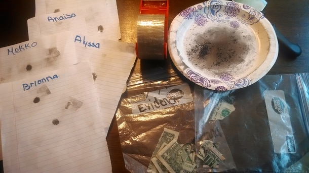 While my buddy was baby sitting the kids tore his money up He whipped up this fake CSI kit making the kid panic and confess