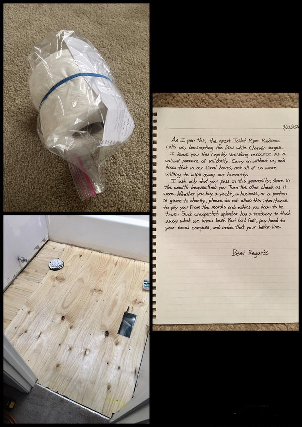 While updating a bathroom I left a surprise under the floor for the next remodeler