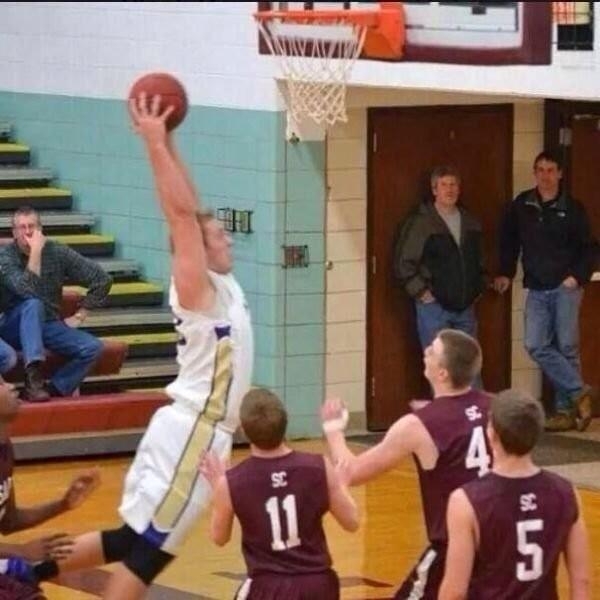 White guy dunk attempt