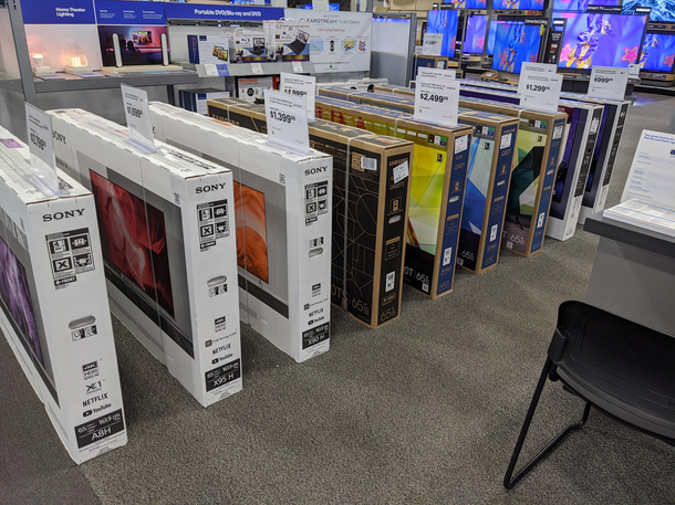 Who wants to play TV Dominos at Best Buy