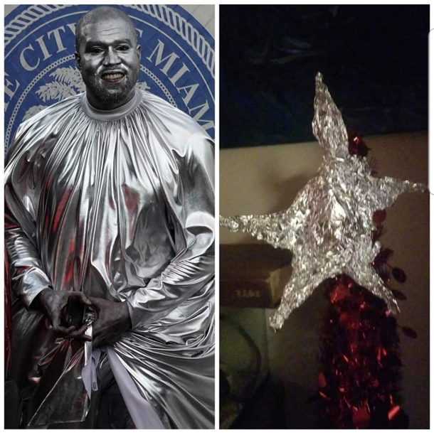 Who wore it better Kanye or this shitty star I made for the Christmas tree
