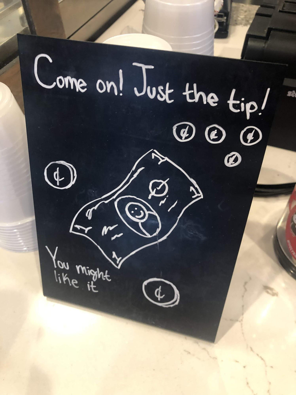 Wholly Bagel coming on strong this morning I kind of get the sense the sign was made by a female employee accustomed to men who dont pick up on subtle cues