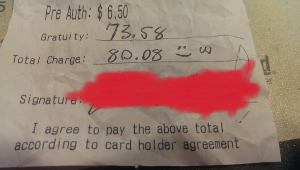 Why I like delivering to the rich side of town They think a joke is worth  still made my day I guess he was going for BOOB