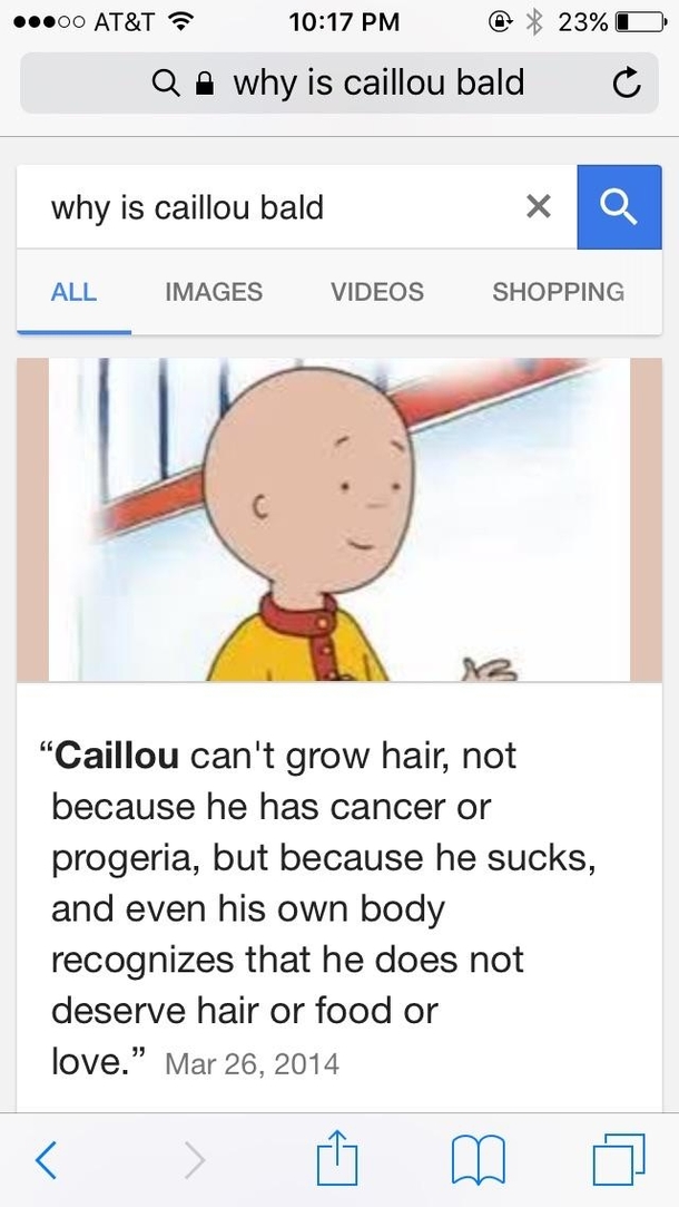 Why is Caillou bald