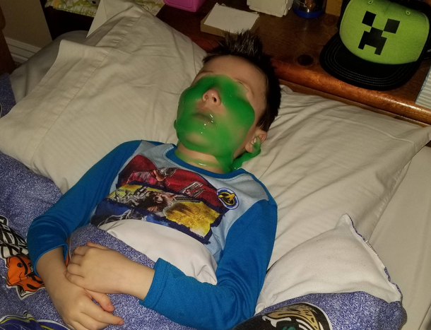 Wife and I went out one night and came home to my son sleeping like this