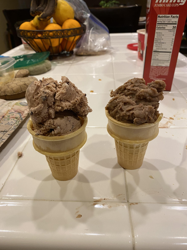 Wife asked for ice cream Hers is beans Im a terrible person