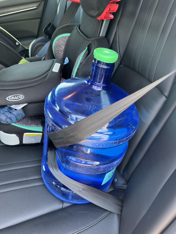 Wife couldve put it in the trunk but sent me this photo instead Safety first
