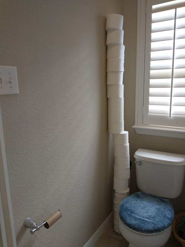 Wife forgot to replace the TP roll for the nd time in a row This is my attempt at a subtle reminder