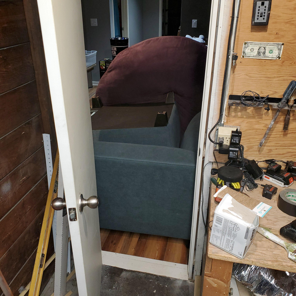 Wife has been drinking I was packing up the tool room and made her mad Apparently she didnt realize which way the door opens