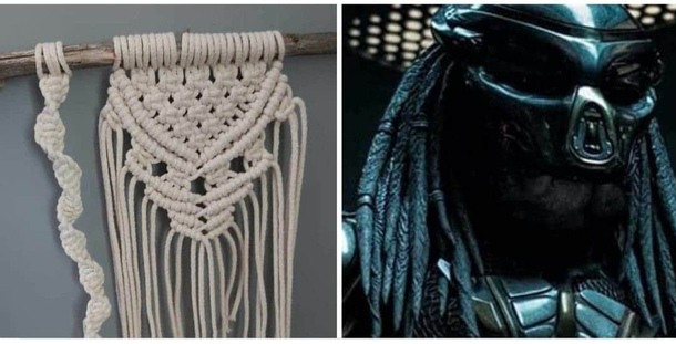 Wife made macrame handwork predator