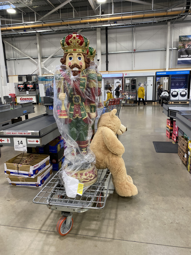 Wife said to buy  nutcrackers and a teddy Job done