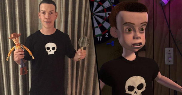 Will Poulter dressing up as Sid from Toy Story