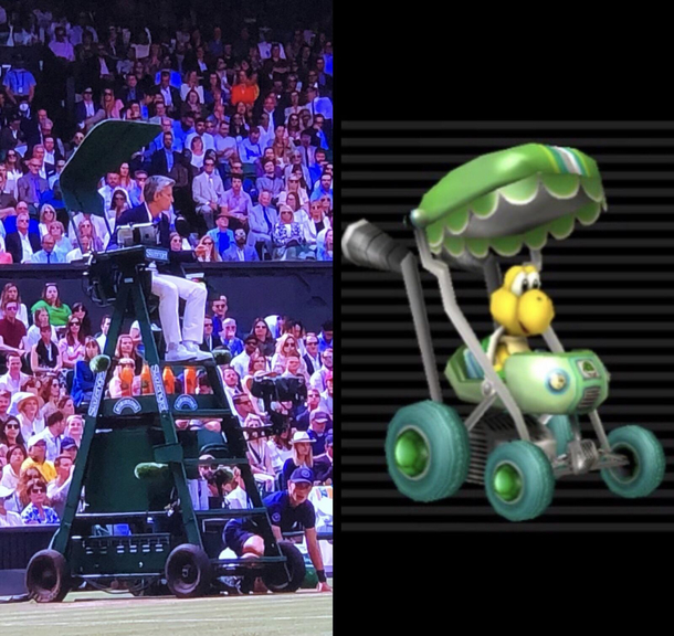 Wimbledom Umpires chair lowkey lookin like da baby booster