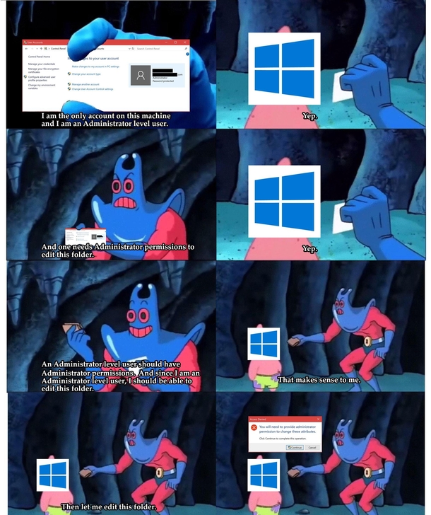 Windows on admin permissions