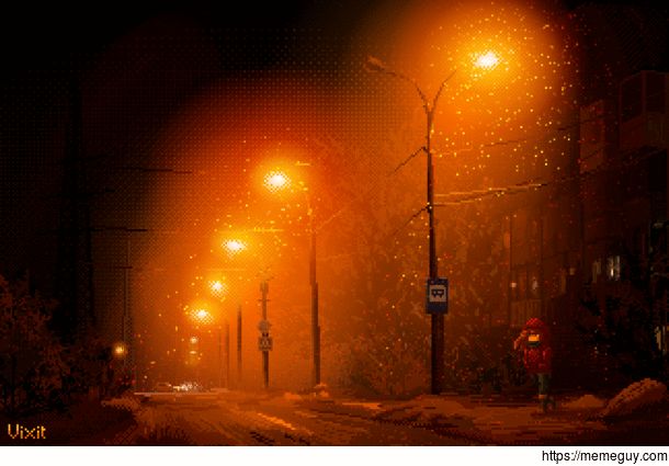 Winter night pixelart