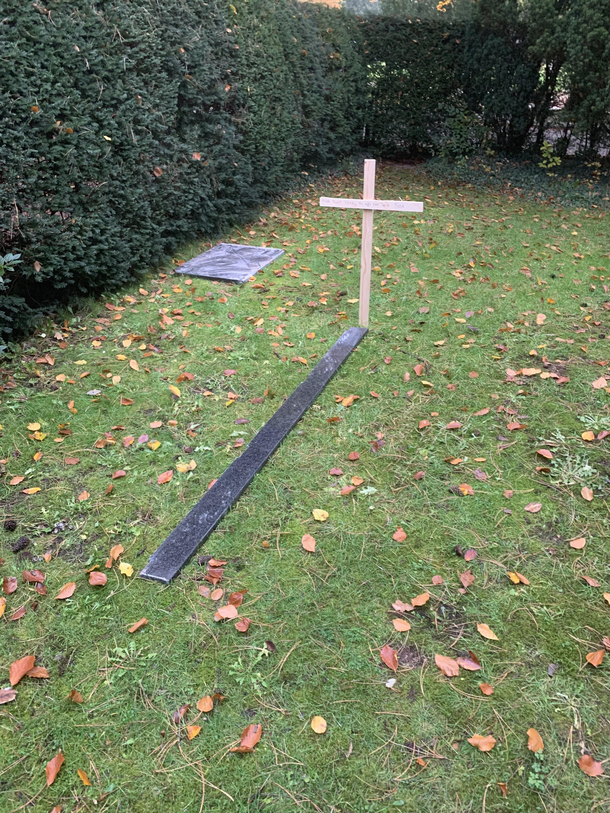 With some left over marble we made a grave for a snake