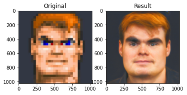 Wolfensteins BJ Blazkowicz ran through AI driven de-pixelation sofware