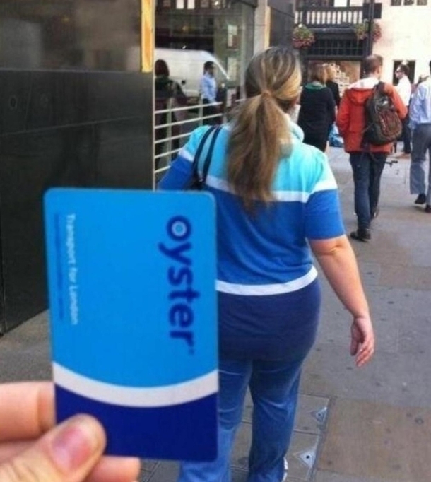 Woman dressed as an Oyster-card
