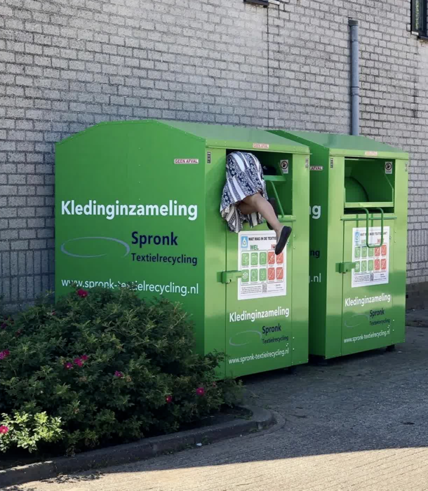 Woman forgets to take off clothes to donate them