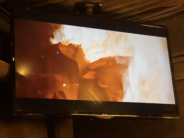 Working in a bar on Xmas Eve Waiting for my boss to notice that I changed the Yule Log on the TVs