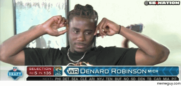 WR Denard Robinsons friend is really happy about his friend being picked